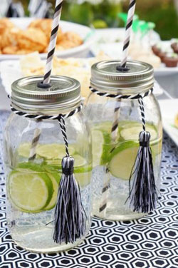 ... mason jars and you have festive drinks decorated for a graduation