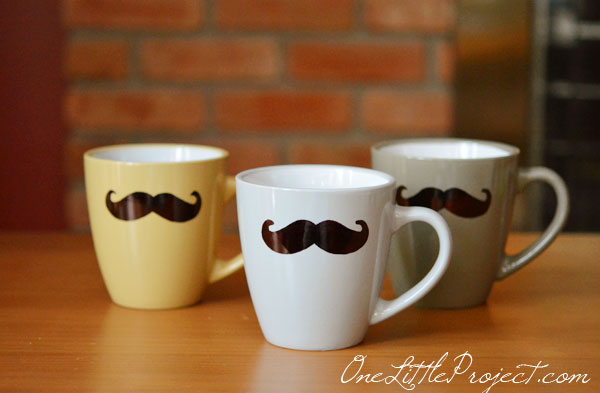 DIY Sharpie Mustache Mugs Tutorial - Such a cute gift idea for a dad, husband or even a grandpa!  And they are so easy to make!