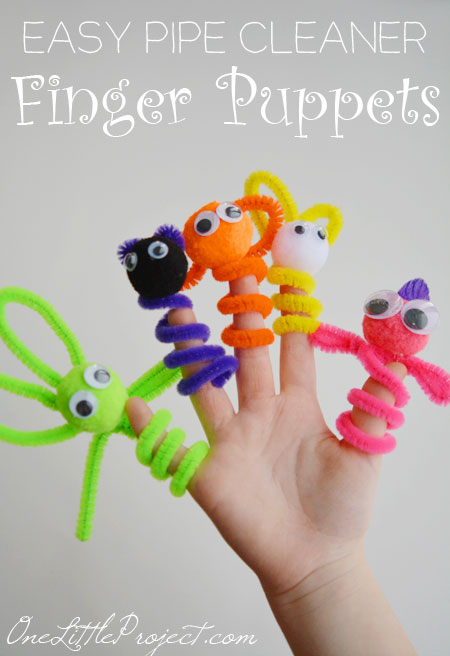 Pipe Cleaner Finger Puppets.  These are super easy to put together and make such a fun weekend craft for the kids!