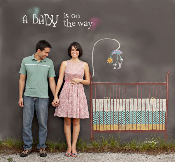 30+ Fun Photo Ideas to Announce a Pregnancy - Beautiful Chalkboard Crib Announcement