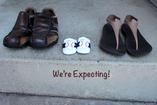 30+ Fun Photo Ideas to Announce a Pregnancy - Small Shoes We're Expecting Announcement