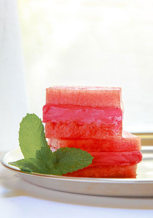 50+ Best Recipes for Fresh Watermelon - Raspberry Sorbet Watermelon Sandwiches