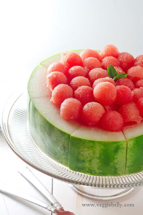 50+ Best Recipes for Fresh Watermelon - Watermelon Cake with Melon Balls