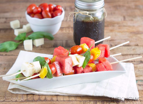 50+ Best Recipes for Fresh Watermelon - Watermelon Caprese Salad Kabobs