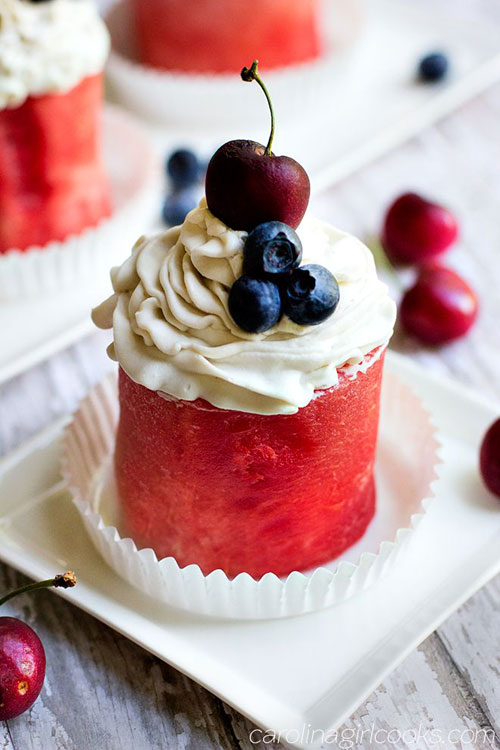 50+ Best Recipes for Fresh Watermelon - Watermelon Cupcakes