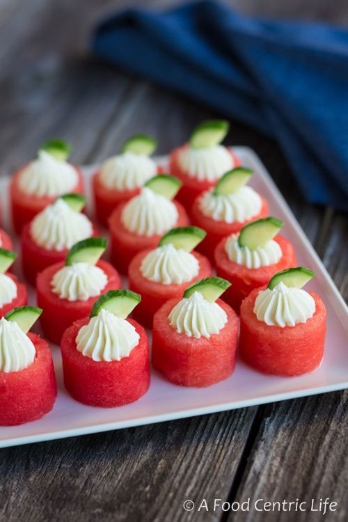 50+ Best Recipes for Fresh Watermelon - Watermelon & Goat Cheese Appetizer