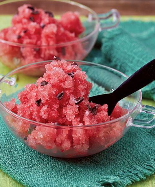 50+ Best Recipes for Fresh Watermelon - Watermelon Granita with Chocolate Seeds