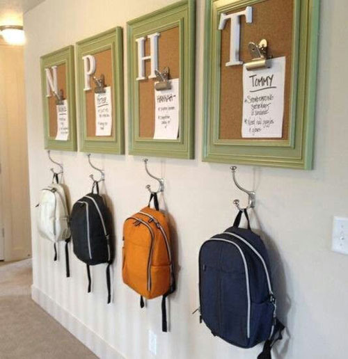 24 Back to School Organization Ideas - DIY Backpack Station