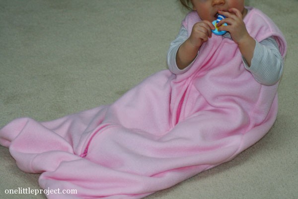 baby wearing homemade sleep sack