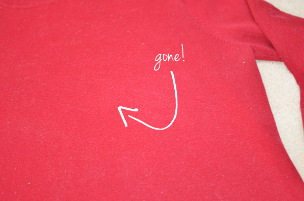 grease stain gone from red sweater