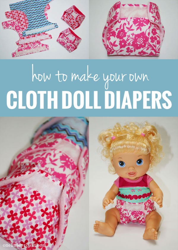 How to make cloth diapers for a doll | onelittleproject.com