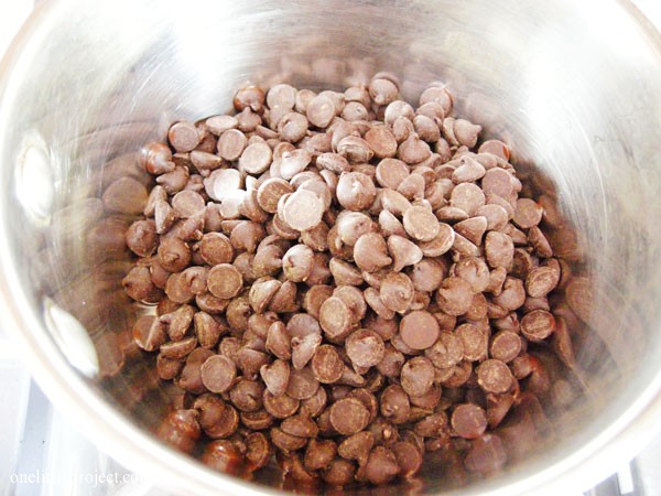 chocolate chips in pot