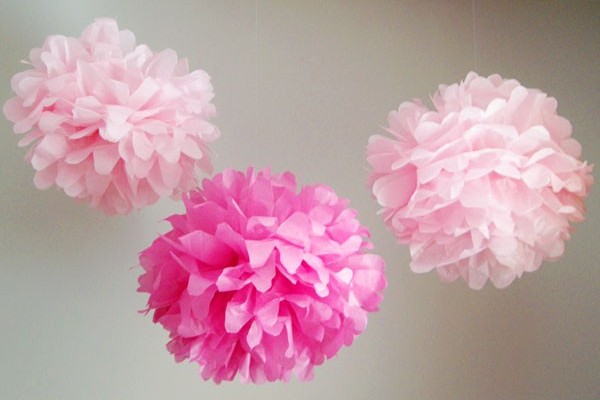 how to make tissue paper pom poms | onelittleproject.com
