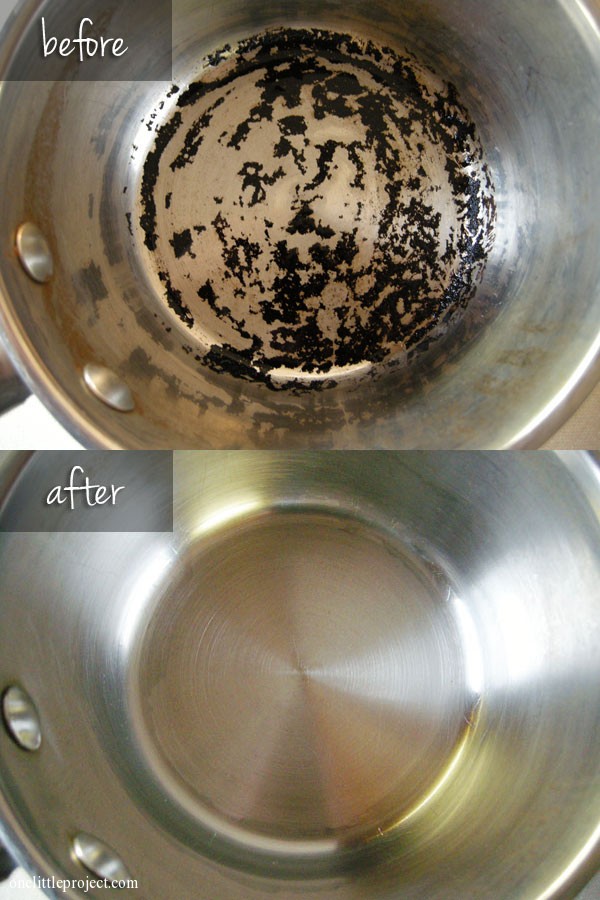 Easiest way to clean a burnt pot - scrub free!