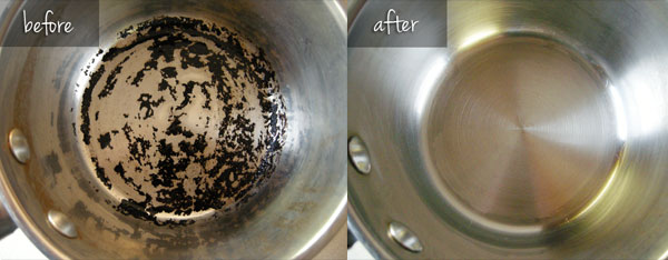 burnt pot before and after