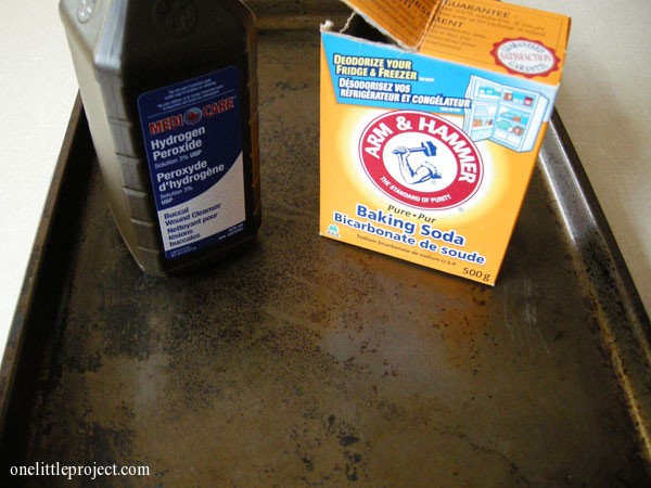peroxide and baking soda to clean old cookie sheets