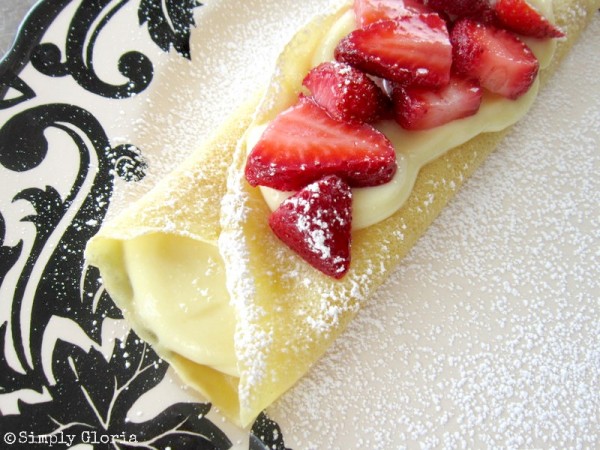 Crepes Filled With White Chocolate Custard