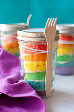 Rainbow cupcake in a mason jar