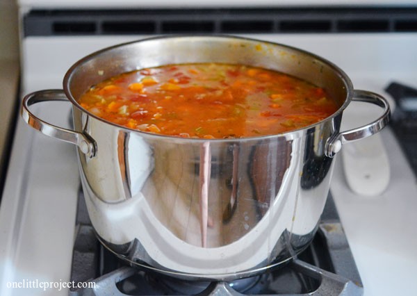 Pot of lentil soup