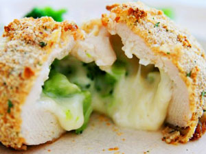 Broccoli and cheese stuffed chicken breasts