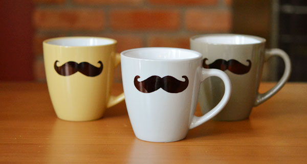 DIY Sharpie mustache mugs