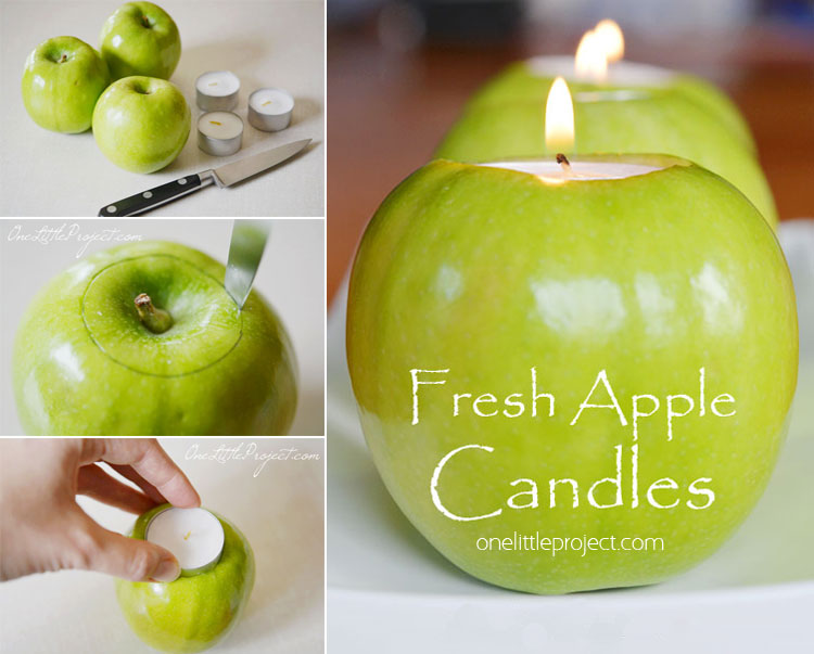 Here's an easy tutorial with loads of pictures for how to make apple tea lights.These are such a gorgeous idea to decorate an autumn table!