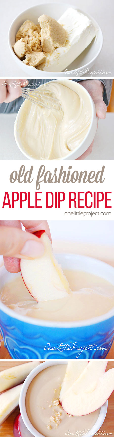 This old fashioned apple dip is SO GOOD! Only three ingredients and it tastes just like I remember from when I was a kid! YUM!