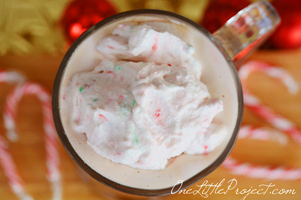 Candy Cane Whipped Cream Recipe. Imagine how amazing this would taste on brownies or chocolate cake or even hot chocolate! 