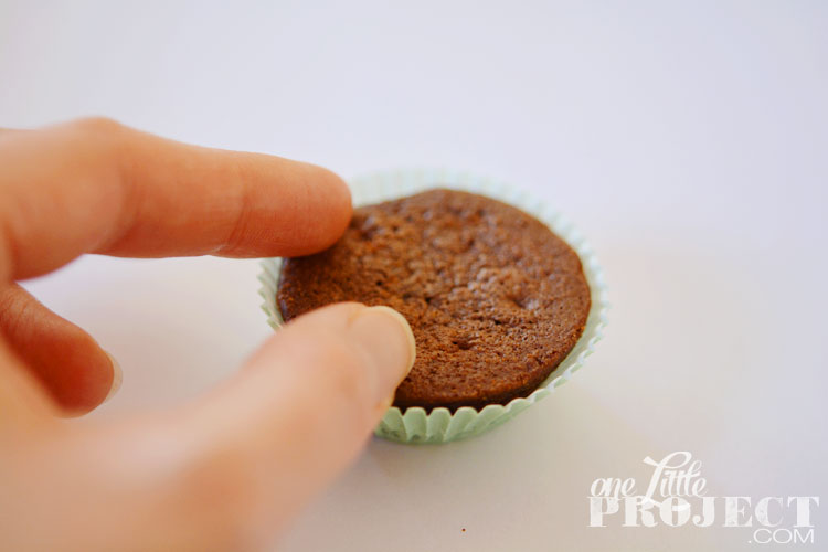 Easy Two Bite Brownie Treats - Put store bought brownies in a small cupcake liner. They fit perfectly!
