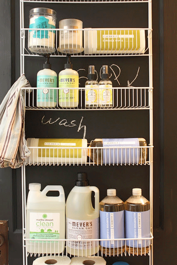 20 DIY Laundry Room Projects - Door Organizer Chalkboard