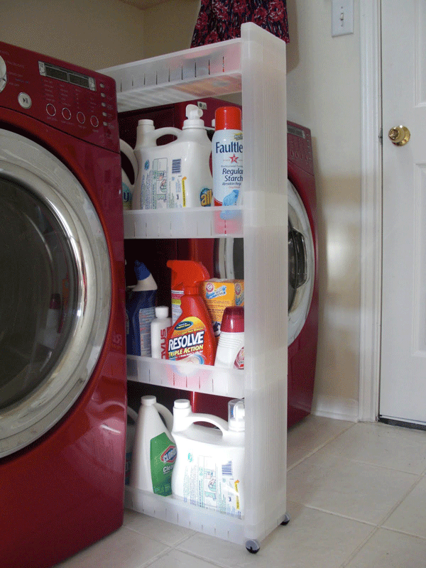 20 DIY Laundry Room Projects - Between Machine Storage