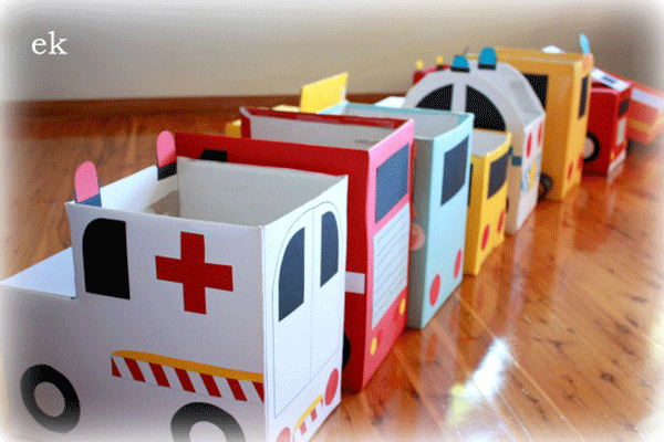 25 Kid Friendly Crafts for Rainy Days - Cardboard Box Cars