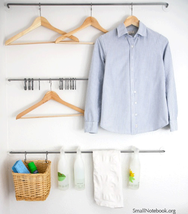 20 DIY Laundry Room Projects - Shower Towel Rod Organization