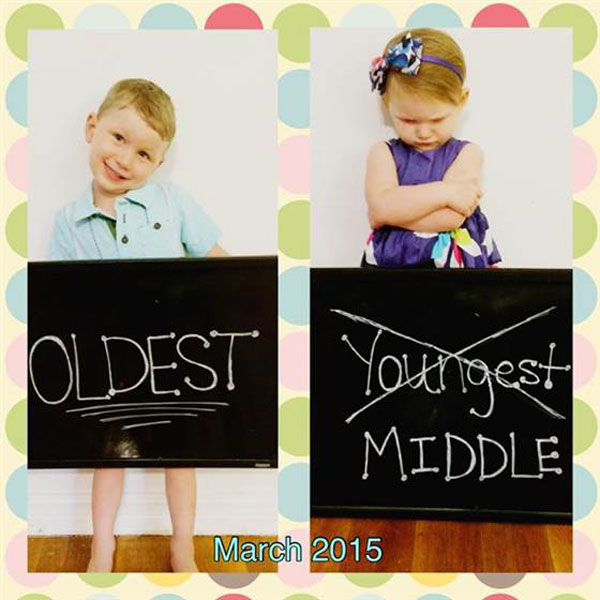 30+ Fun Photo Ideas to Announce a Pregnancy - Middle Child No More Chalkboard Announcement
