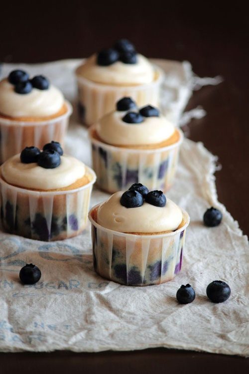 50+ Best Recipes for Fresh Blueberries - Blueberry Cream Cheese Cupcakes