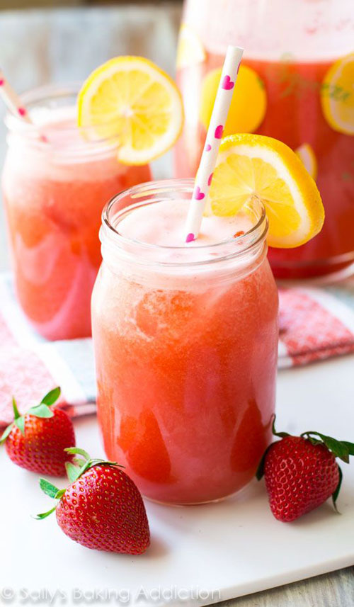 50+ Best Recipes for Fresh Strawberries - Honey Sweetened Strawberry Lemonade