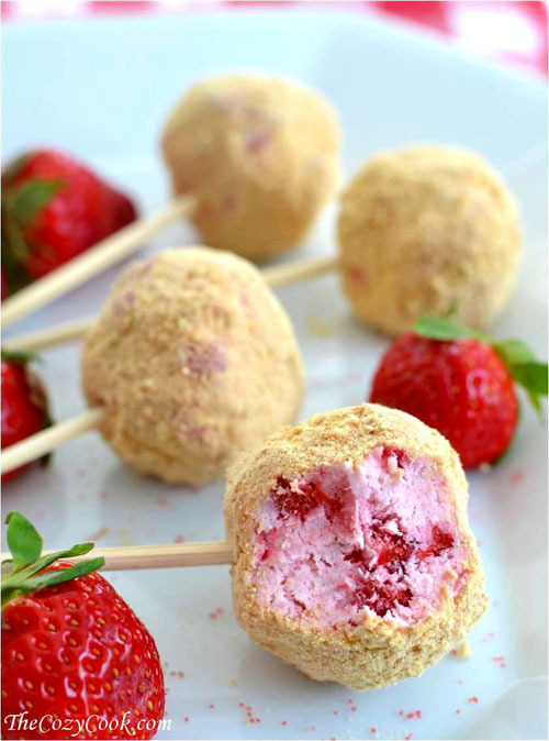 50+ Best Recipes for Fresh Strawberries - No Bake Strawberry Cheesecake Pops