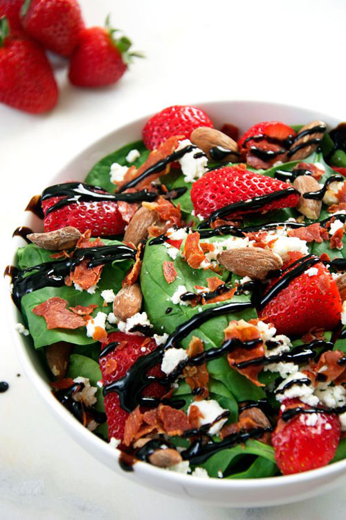 50+ Best Recipes for Fresh Strawberries - Spinach Salad with Strawberries and Goat Cheese