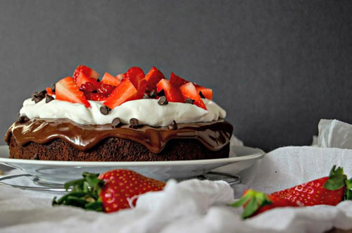 50+ Best Recipes for Fresh Strawberries - Strawberry Brownie Cake