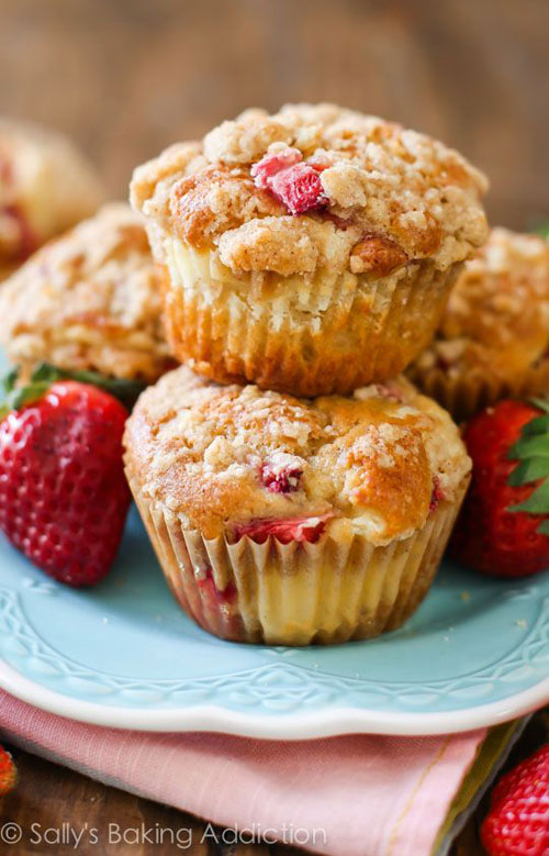 50+ Best Recipes for Fresh Strawberries - Strawberry Cheesecake Muffins
