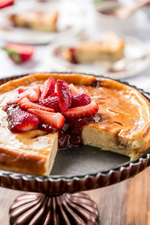 50+ Best Recipes for Fresh Strawberries - Strawberry Swirl Cheesecake
