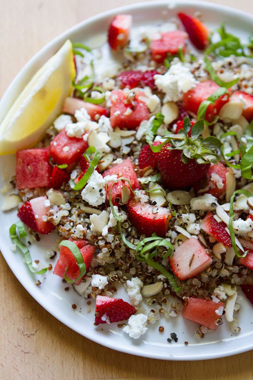 50+ Best Recipes for Fresh Watermelon - Watermelon Basil Quinoa Salad