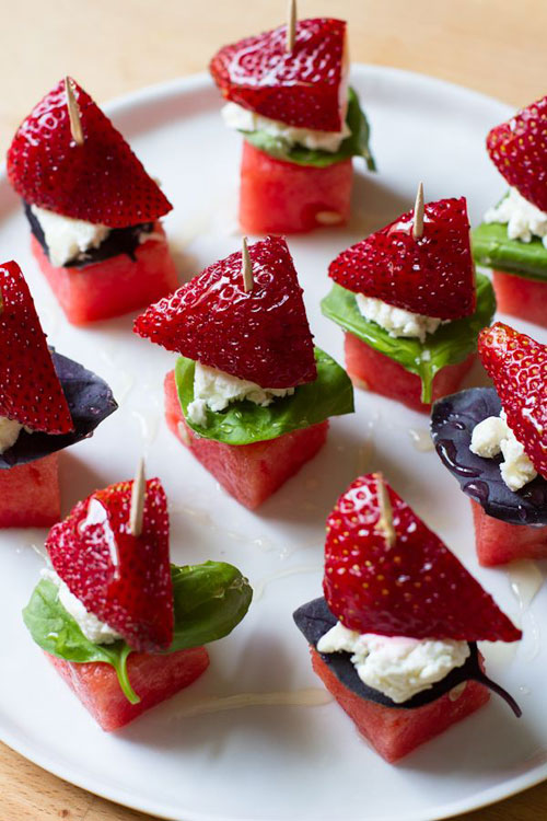 50+ Best Recipes for Fresh Watermelon - Watermelon and Basil Skewers