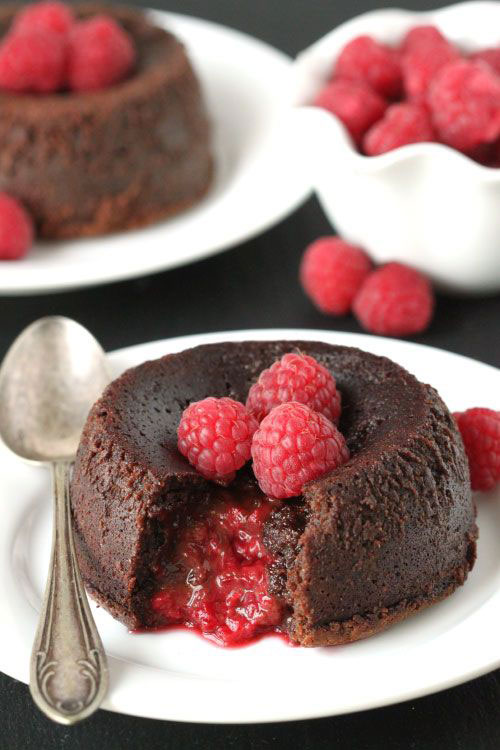 50+ Best Recipes for Fresh Raspberries - Raspberry Lava Cakes