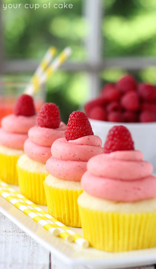 50+ Best Recipes for Fresh Raspberries - Raspberry Lemonade Cupcakes