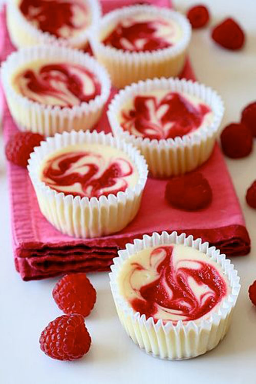 50+ Best Recipes for Fresh Raspberries - Raspberry Swirl Cheesecake Cupcakes
