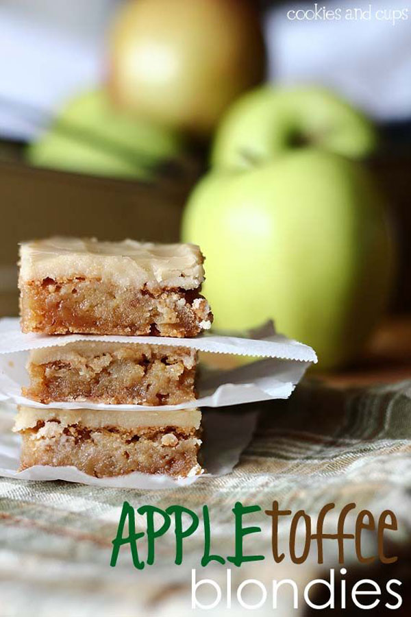 50+ Best Squares and Bars Recipes - Apple Toffee Blondies