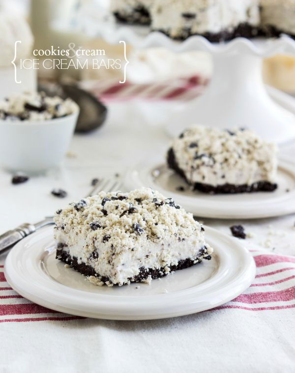 50+ Best Squares and Bars Recipes - Cookies and Cream Ice Cream Bars