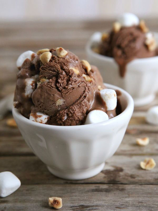 50+ Best Ice Cream Recipes - Dark Chocolate Rocky Road Ice Cream