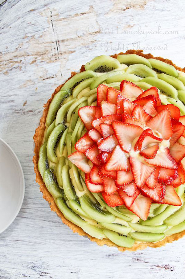 50+ Best Kiwi Recipes - Kiwi and Strawberry Fruit Tart